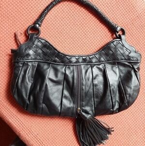 Nina Raye Soft Black Lamb Pleated Bag